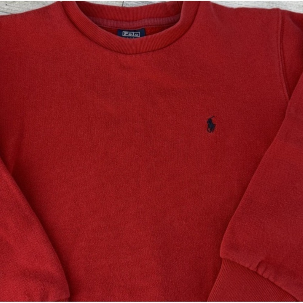 Polo Ralph Lauren youth Boy size 7 long sleeve sweatshirt Red Crewneck Blue Pony